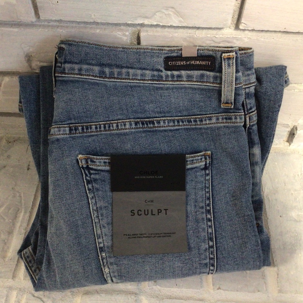 Citizens Of Humanity Sculpt Flare Jeans in Medium Blue Denim